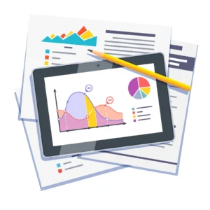 Statistical data abstract on paper and tablet