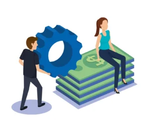 couple teamwork with bills